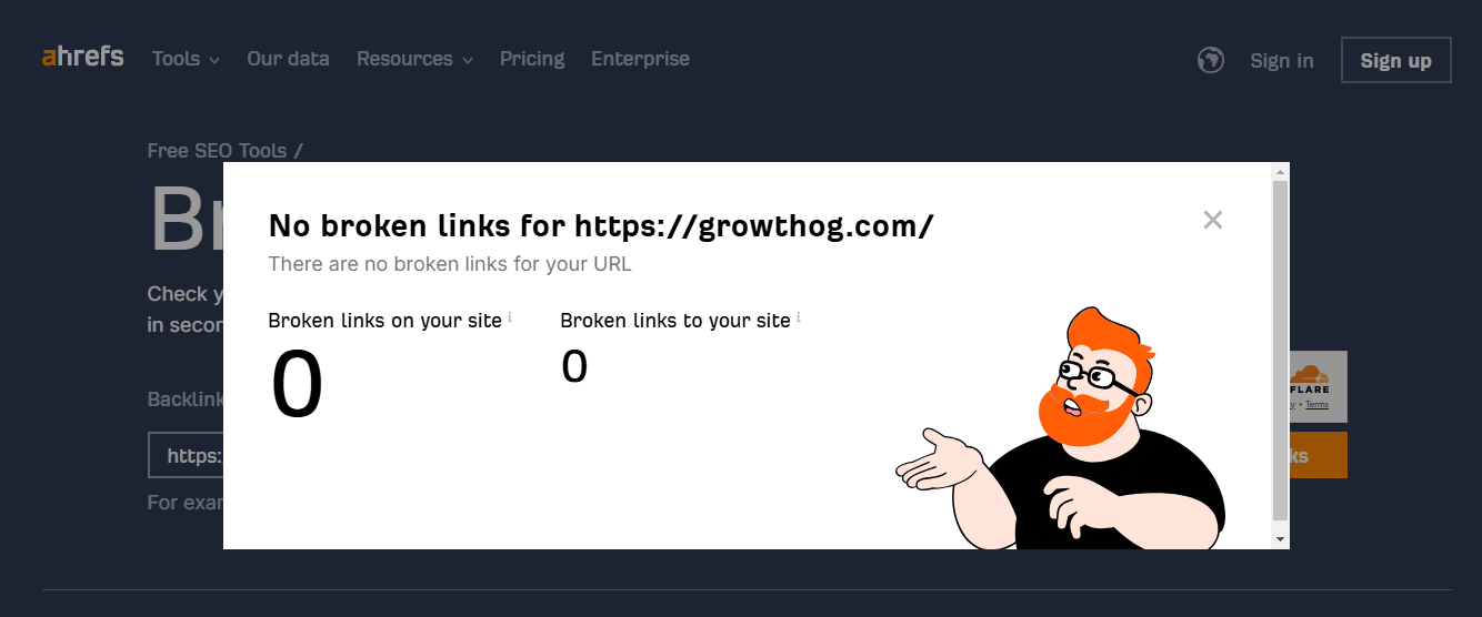 Broken link checking with ahrefs broken link checker.