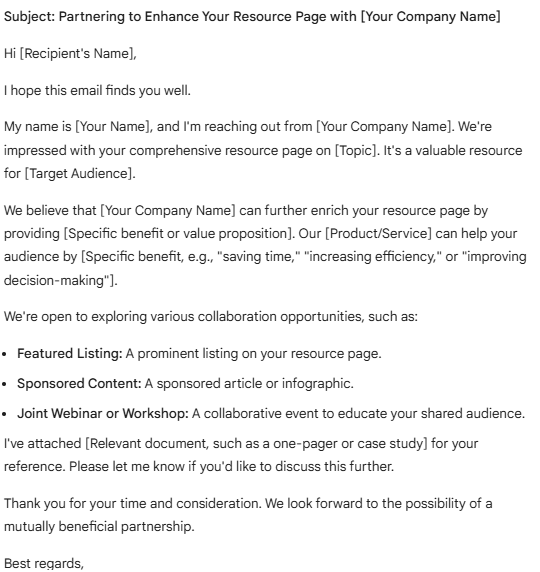 Email outreach template