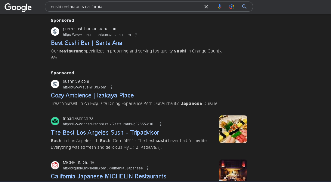 Sponsored ad on Google