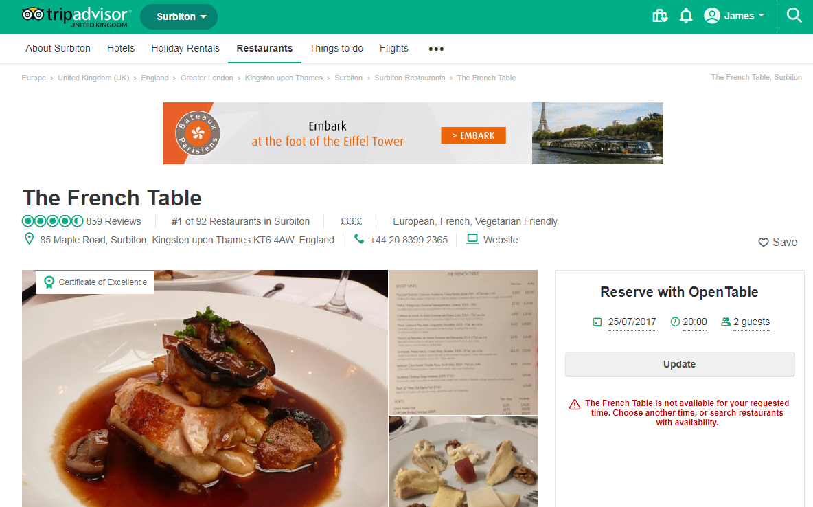 TripAdvisor partnered with OpenTable.