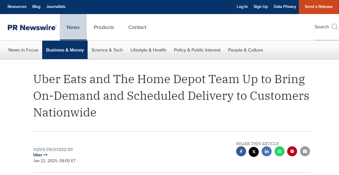 Example of Press Release on PR Newswire.