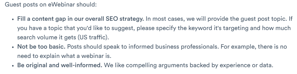 eWebinar's guest post guidelines