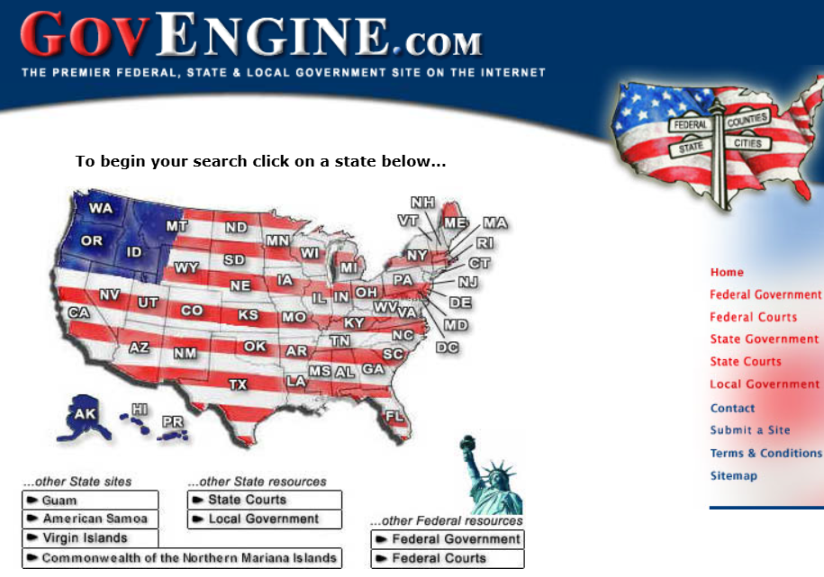 GovEngine is a search engine specifically for government websites in the USA