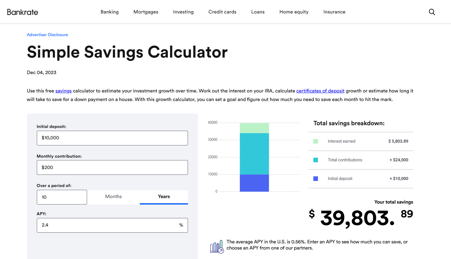 A simple calculator to calculate savings