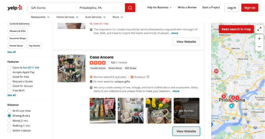 list your business with Yelp in your local area