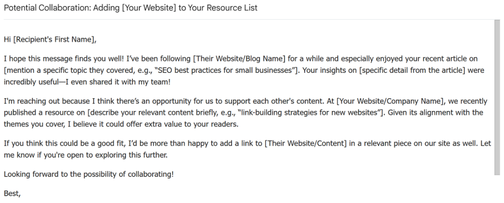 outreach email