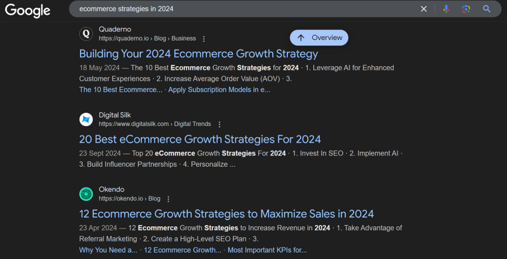 google keyword search example