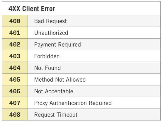 Meaning of 4xx client error.