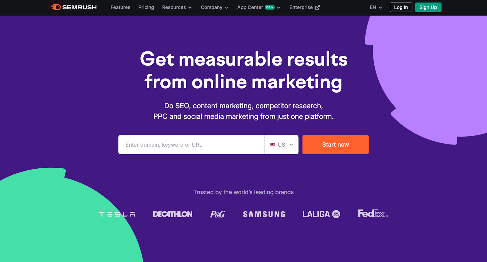 semrush homepage