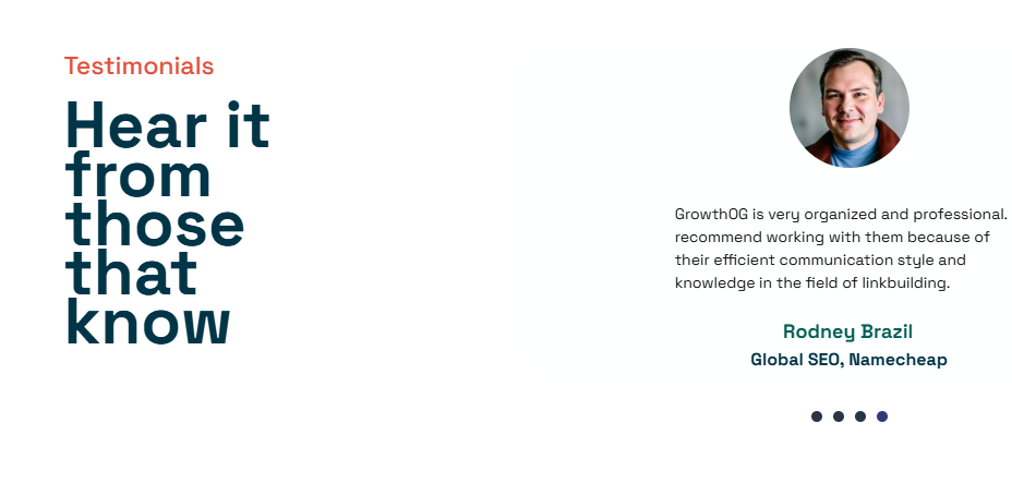 A satisfied customer sharing their positive experience with GrowthOG