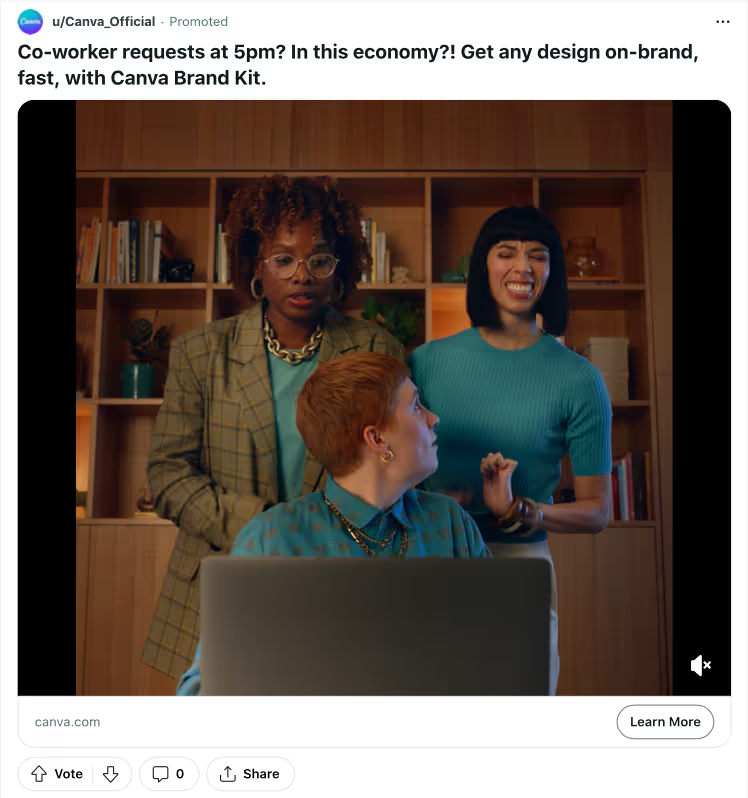 Canva promoted post on Reddit