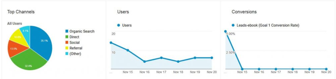 Organic search results in Google Analytics