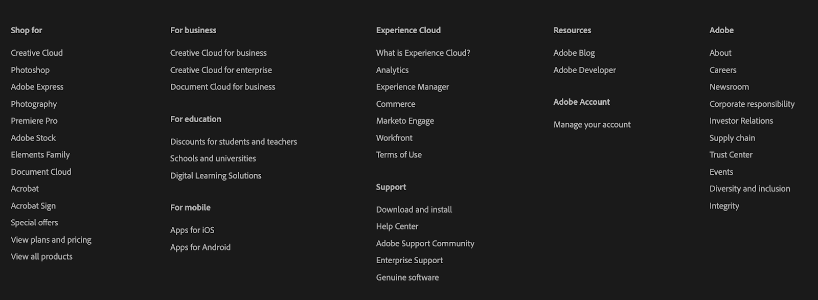 Sitewide links of other businesses owned.