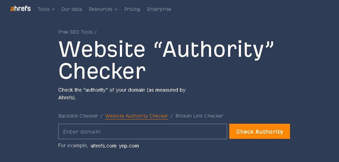 Ahrefs offers a free website authority tool.