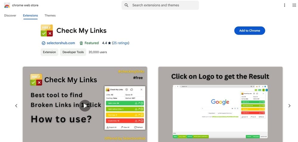Check my links chrome extension