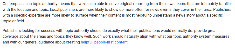  Google's topical authority guidelines