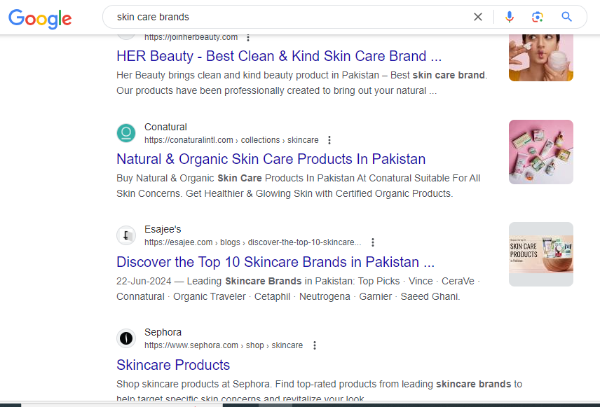 skin care brands on Google