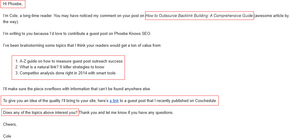 converting guest post pitch example