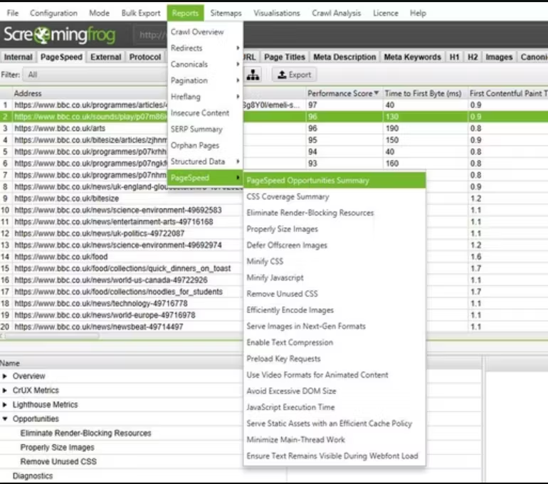 Screaming frog link audit.