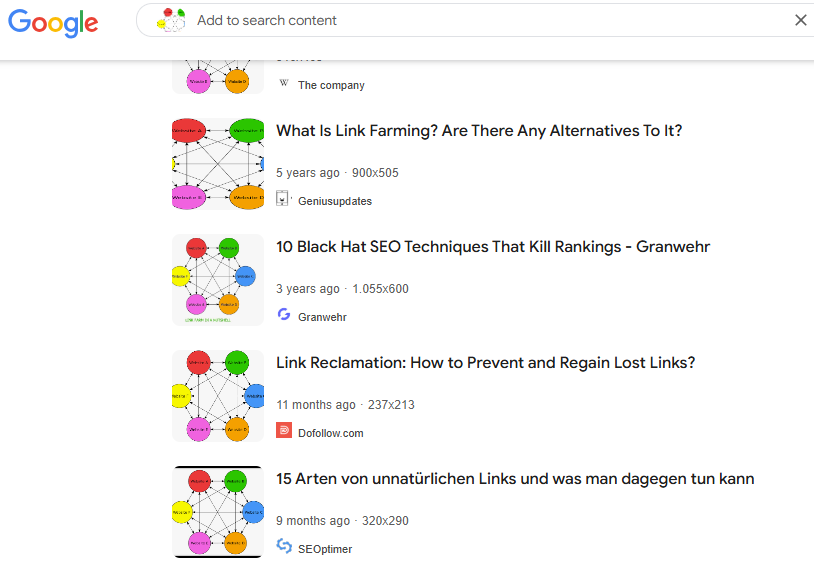 Example of reverse image search
