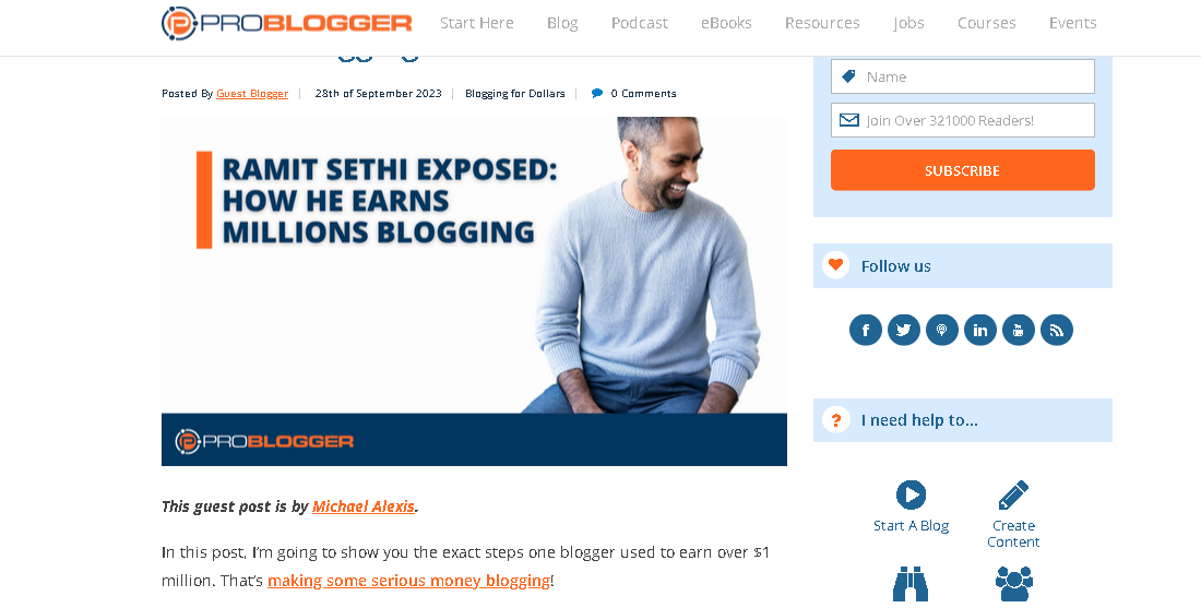 Guest post on ProBlogger