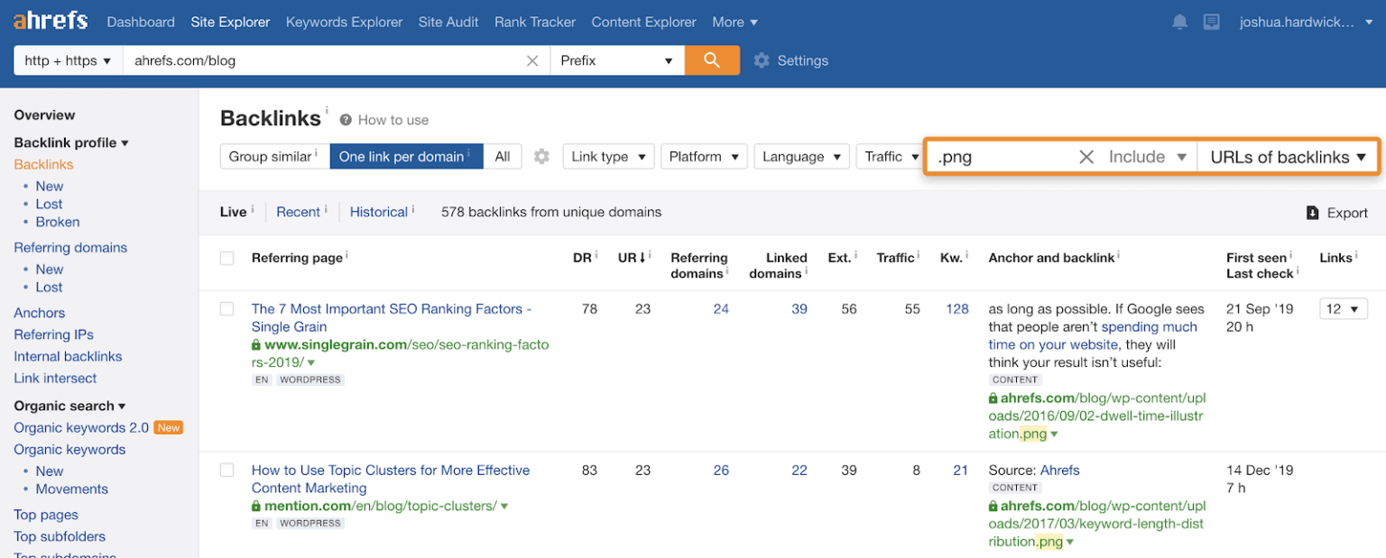 Ahrefs backlink tool