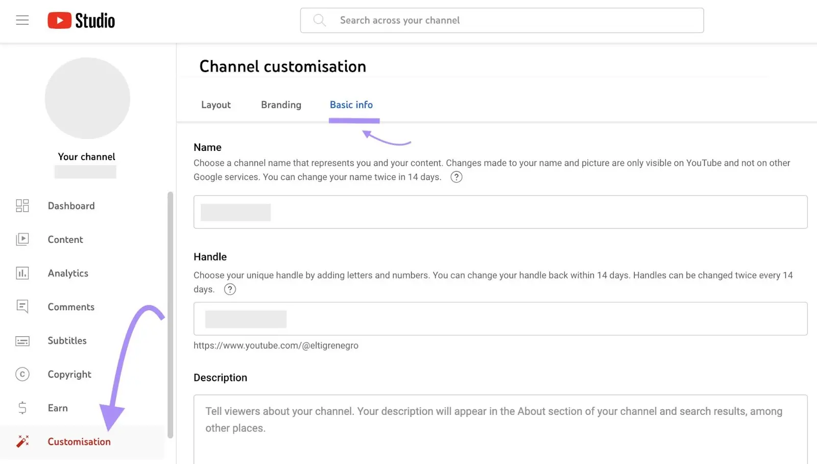 Channel customization options